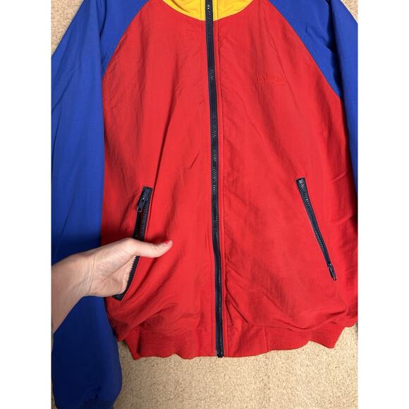 Vtg 90s Lands End Squall Jacket Mens Sz M Red Yellow Blue Retro Colorblock Zip - Picture 6 of 12